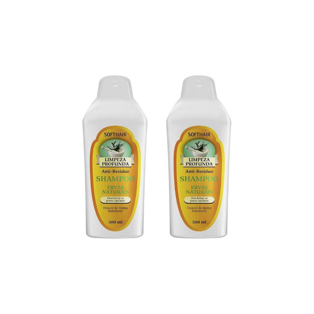 Shampoo Soft Hair 500ml Limpeza Profunda Ervas Nat-Kit C/2un
