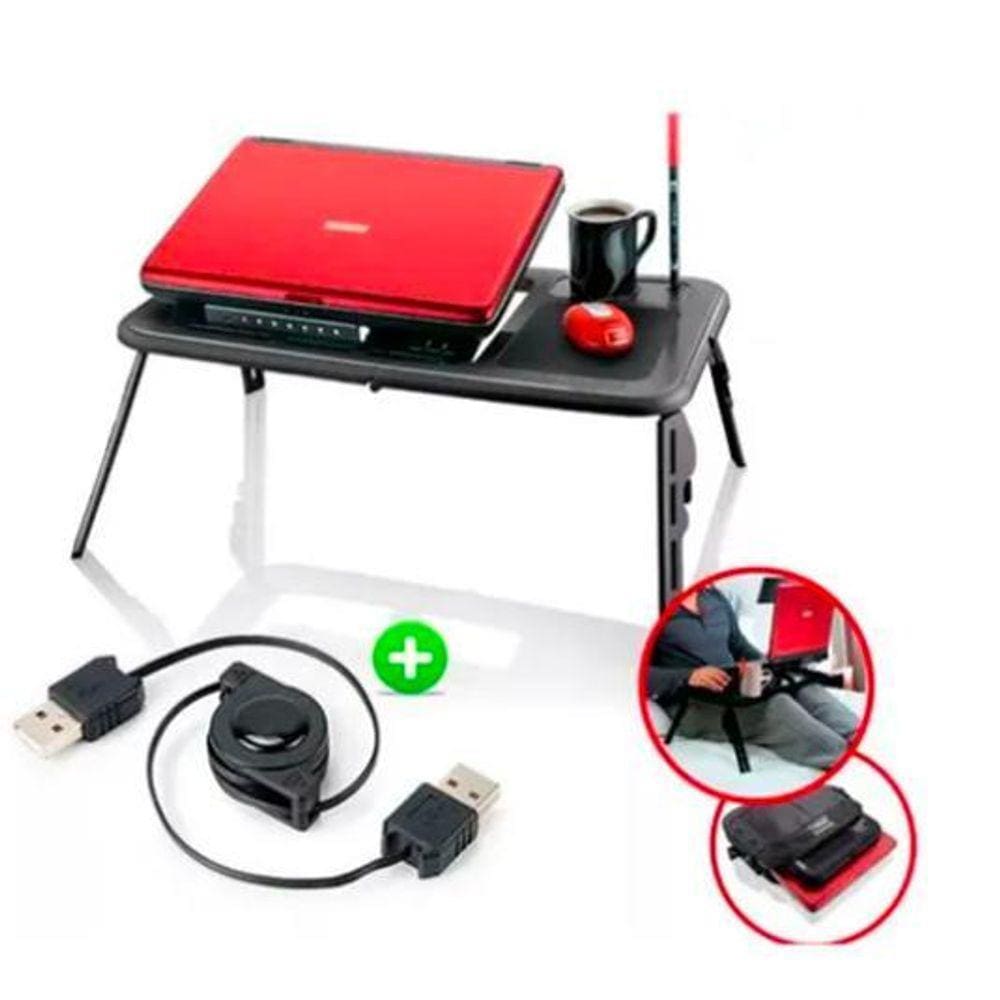 Mesa Articulada Portátil Notebook Com Cooler E Mouse Pad