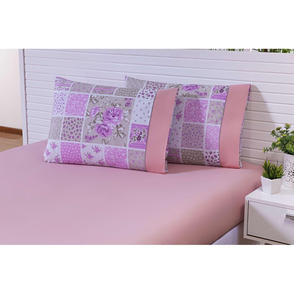 Jogo Lençol 3 Peças Cama Viúva Percal 150 Fios Estampa Rose