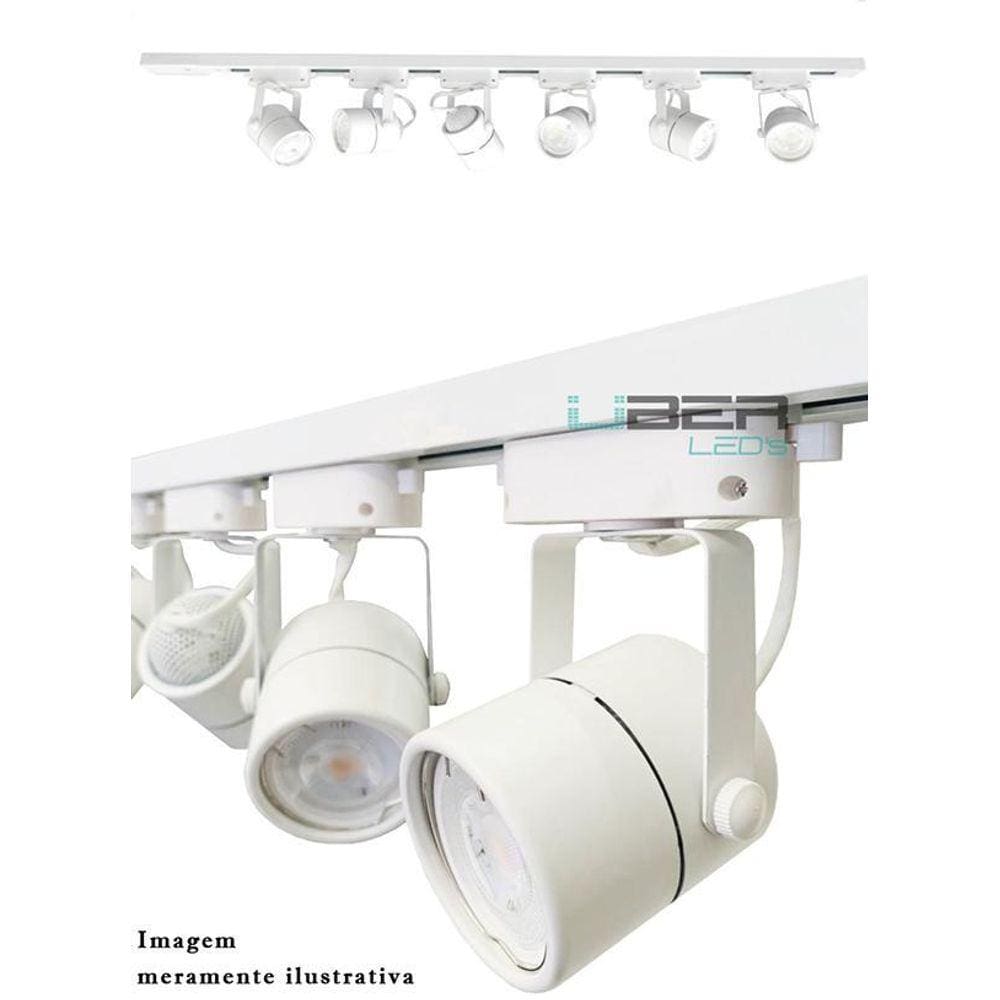 Kit Trilho Eletrificado 1M Branco 4 Spot Gu10 Led 4,8W 2700K