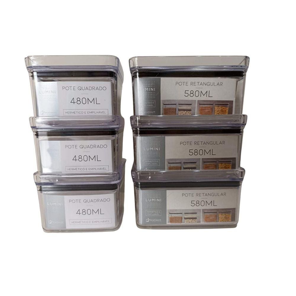 Pote Hermetico Lumini 6 Peças - 480Ml, 580Ml