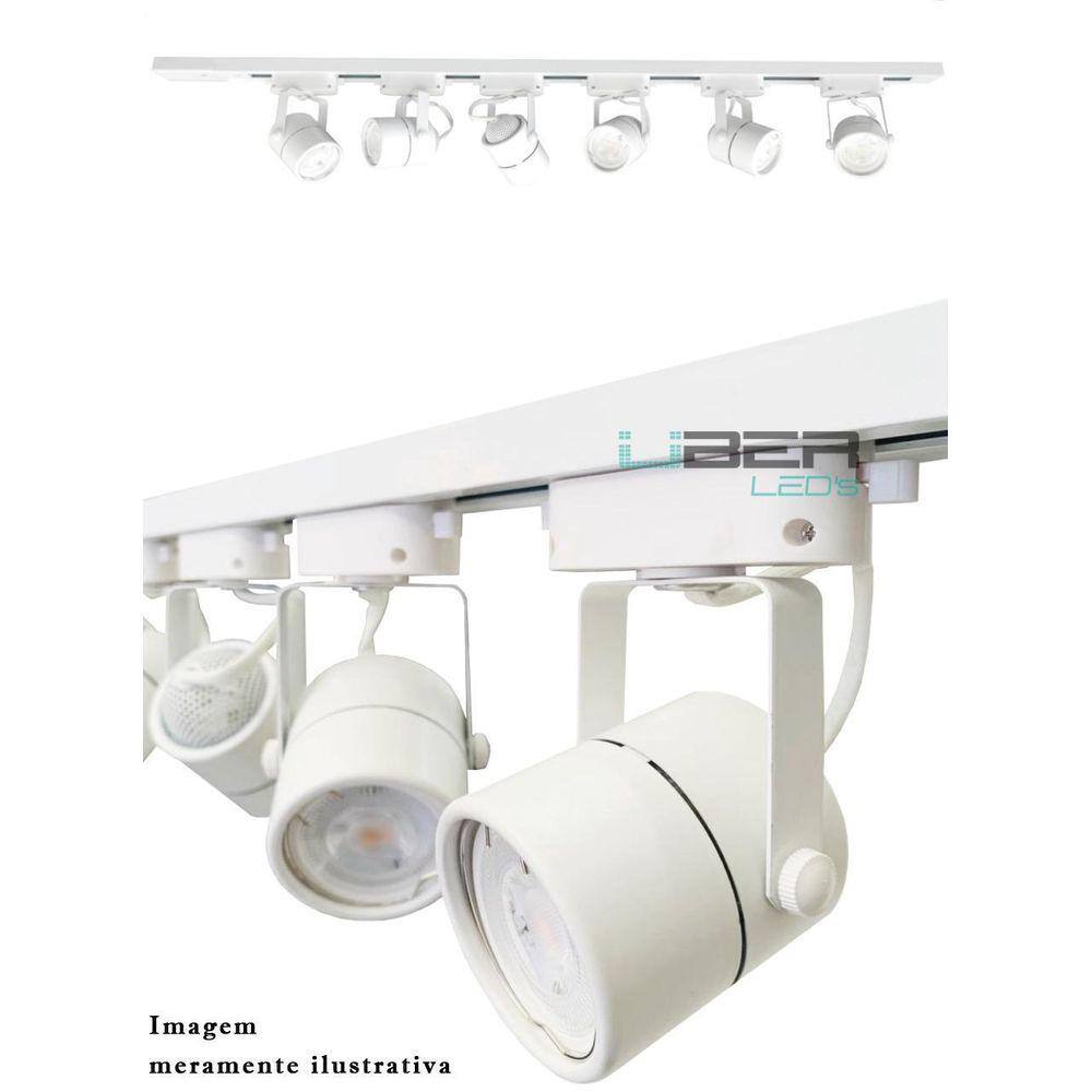 Kit Trilho Eletrificado 1 M Branco 4 Spot Gu10 Led 7W 2700K