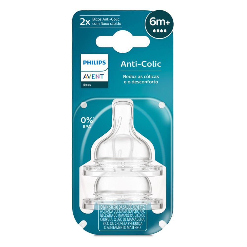 Bico de Mamadeira Phillips Avent Anti Colic 6+ Meses com 2 Unidades