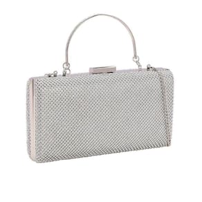 Bolsa Clutch Festa Feminina Strass Chenson Prata 20x11x5 cm
