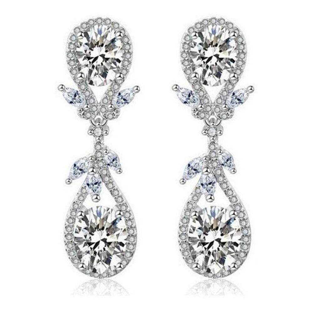 Brinco Noiva Zirconia Debutante Festa Madrinha - Prateado