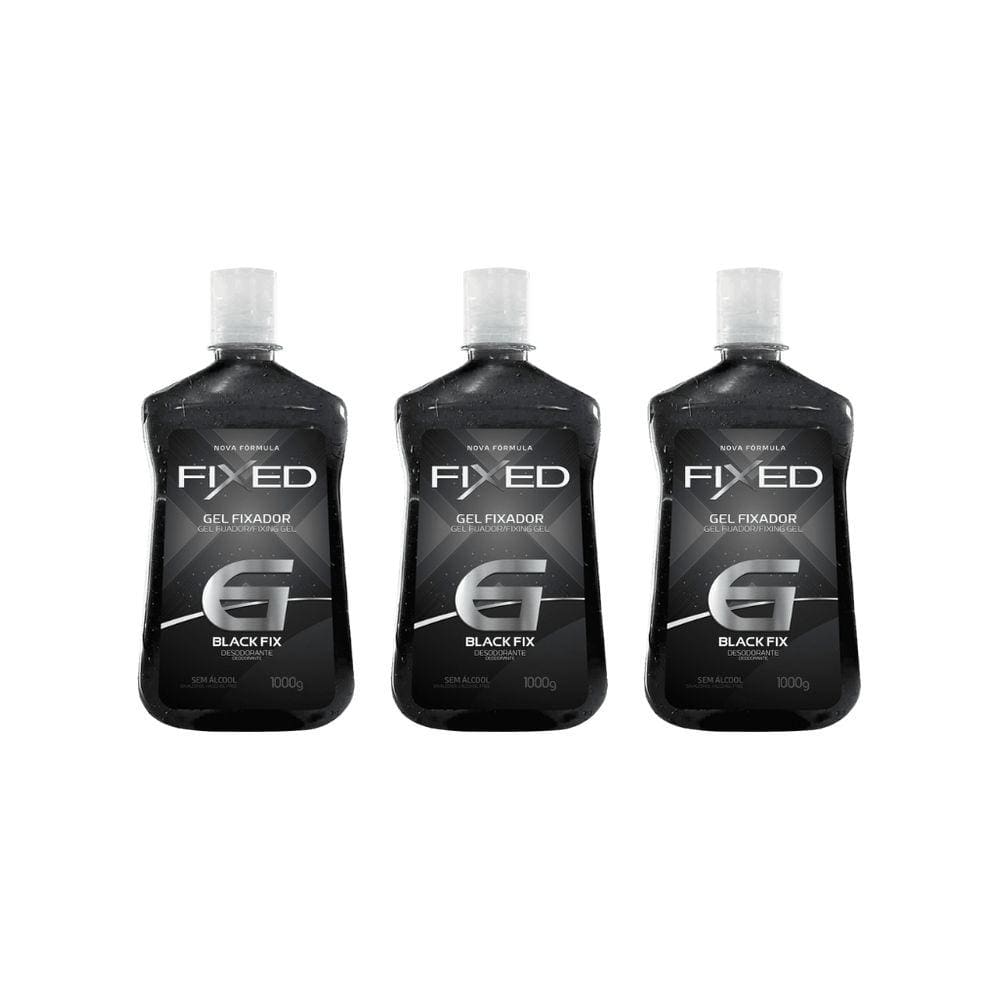 Gel Fixador Fixed Black Fixaçao 6 Preto 1000g-Kit C/3un