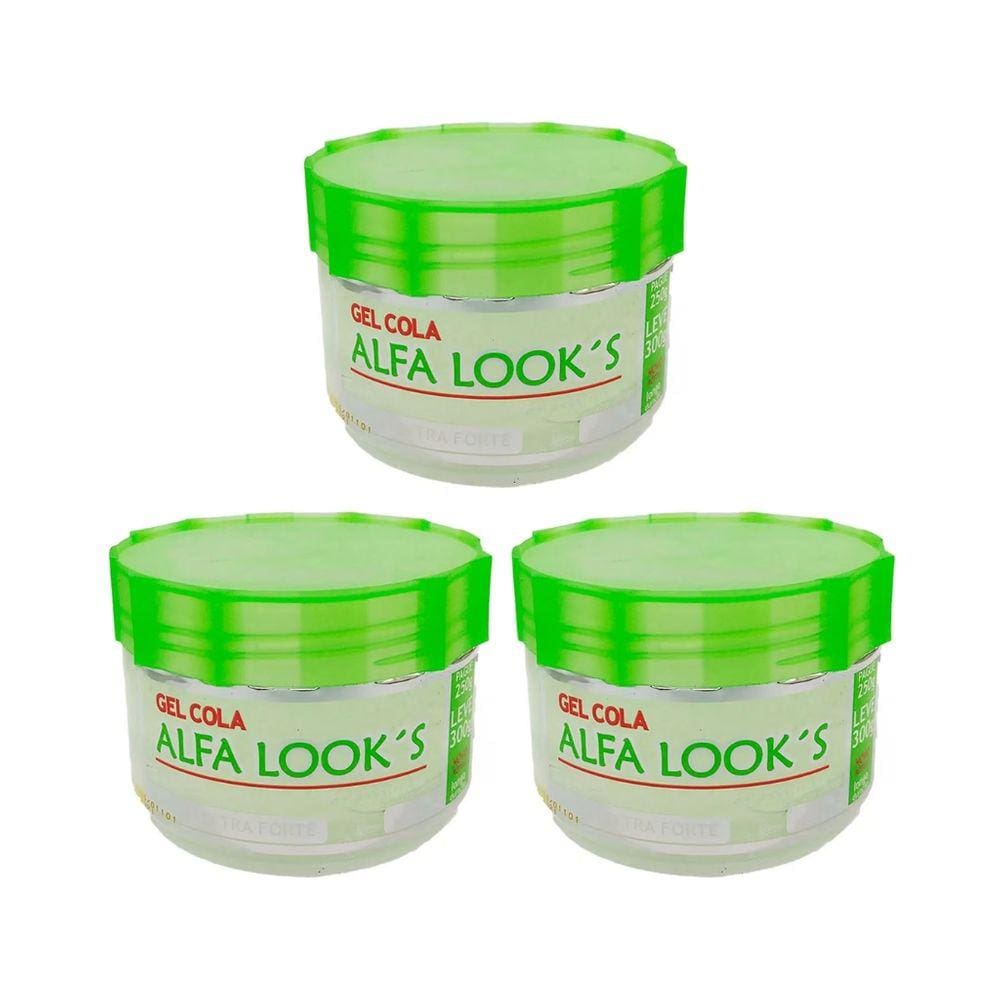 Gel Cola Fixador Alfa Looks 300g - Kit C/ 3un