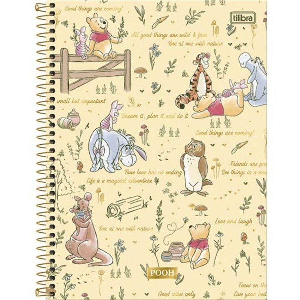 Caderno Universitário Espiral Capa Dura 80 folhas - 1 matéria Ursinho Pooh Friends: Disney
