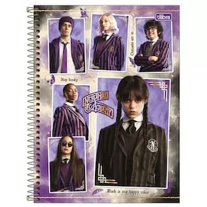 Caderno Universitário Espiral Capa Dura 80 folhas - 1 matéria Turma: Wandinha