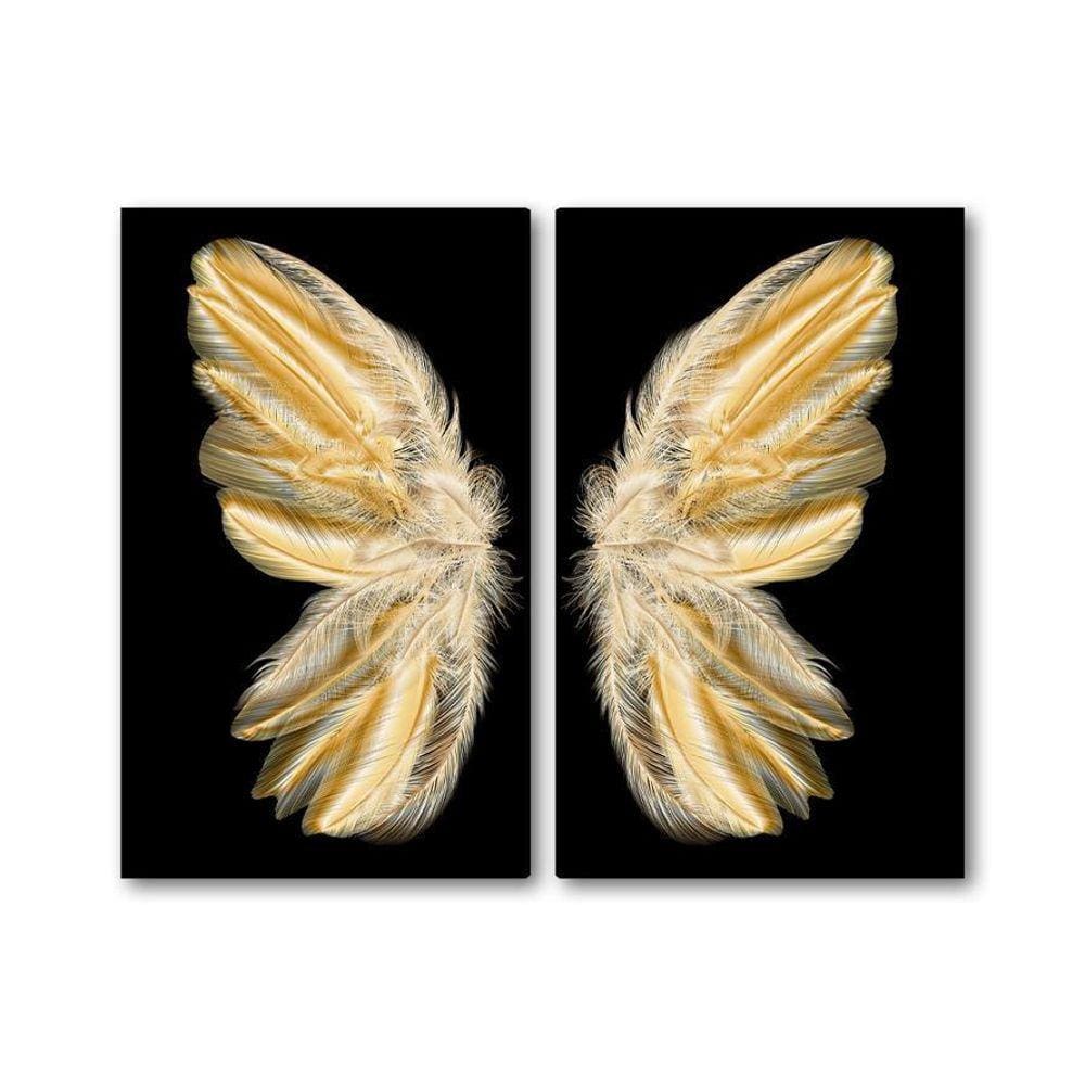 Kit 2 Quadros Telas Decorativas Asas De Anjo 60X40Cm