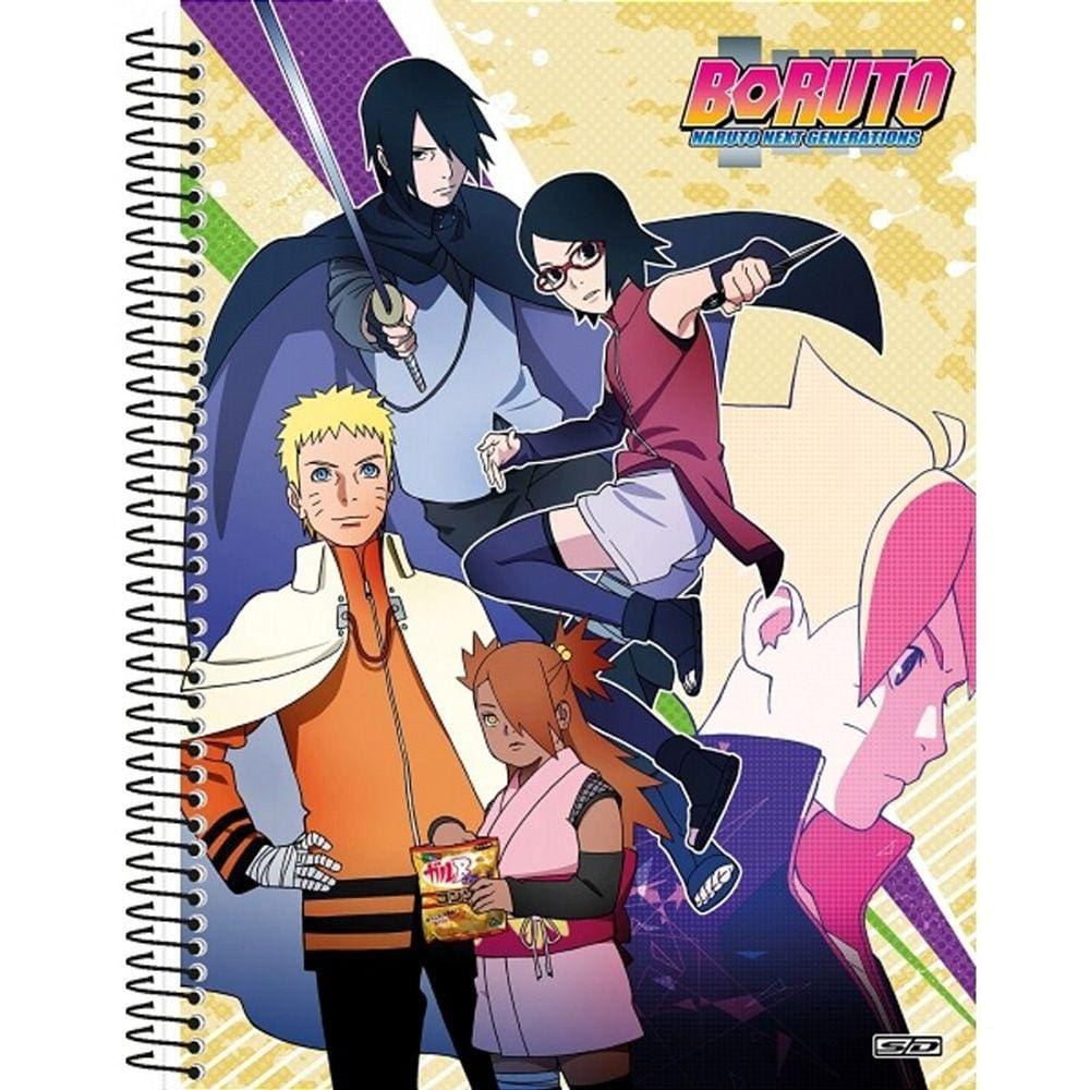 Caderno Universitário Espiral Capa Dura 80 folhas - 1 matéria: Boruto