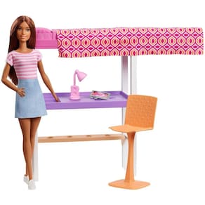 Barbie Play Set Boneca ,Quarto E Escritório
