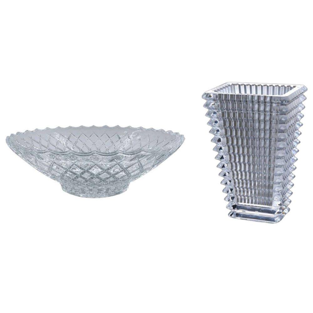 Kit Decoração Vaso E Centro De Mesa Vidro Cristal