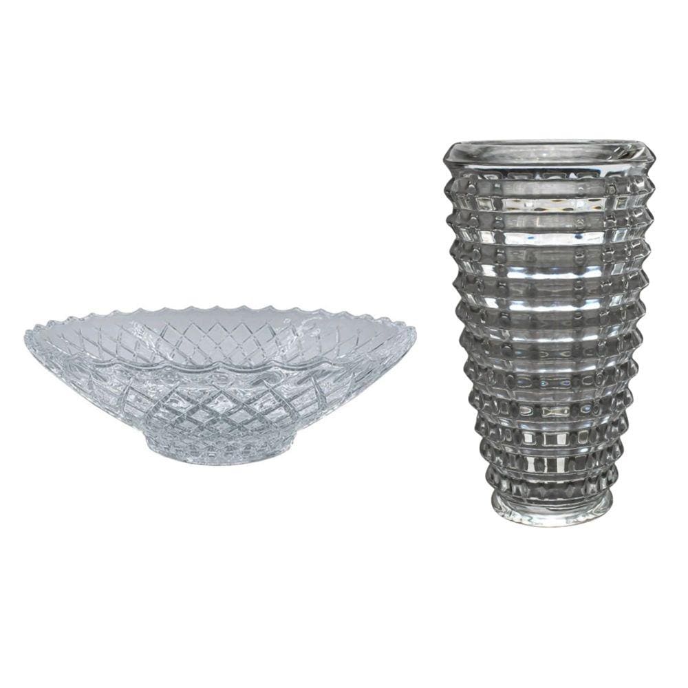 Kit Decoração Vaso E Centro De Mesa Vidro Cristal