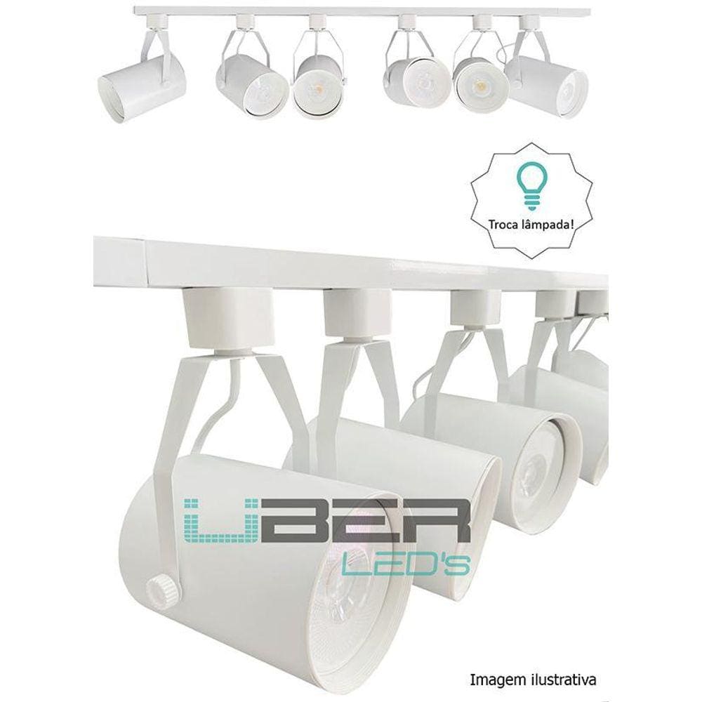 Kit Trilho Eletrificado 1M Branco 4 Spot Par30 Led 4000K