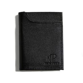 Carteira Masculina de Couro Vertical Fina Essencial Casual Preta
