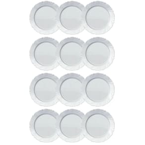 Kit 12 Prato Raso Nadir Duralex Vidro Pétala Branco Opaline