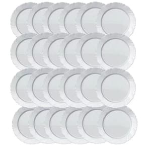 Kit 24 Prato Raso Nadir Duralex Vidro Pétala Branco Opaline