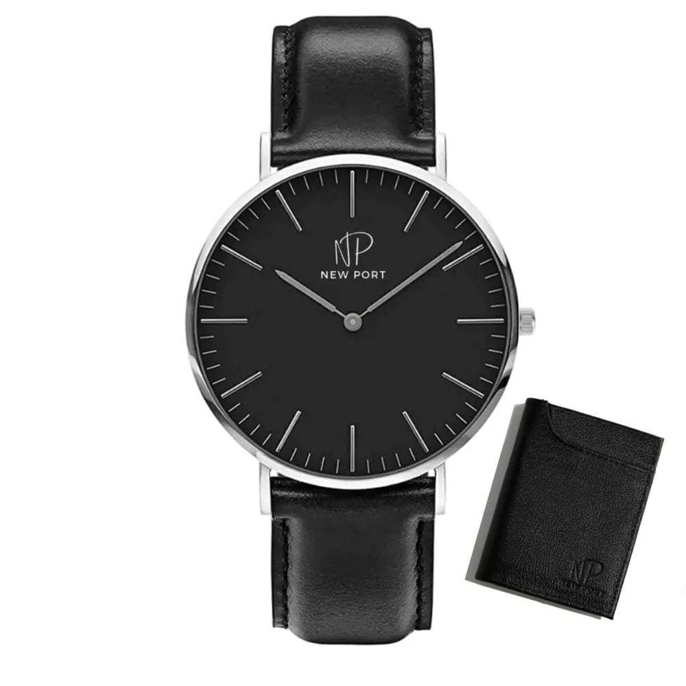 Relógio Masculino Analógico Ultra Fino + Carteira Couro Casual Preta