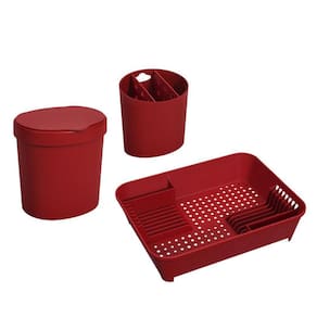 Kit Organizador Pia Bancada Cozinha Coza Brinox - Vermelho
