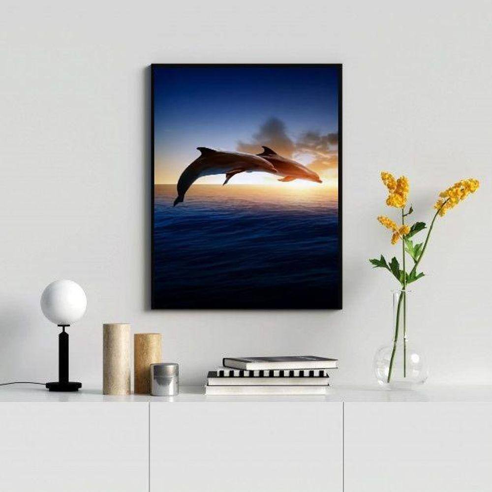 Quadro Decorativo Casal De Golfinhos 24X18Cm