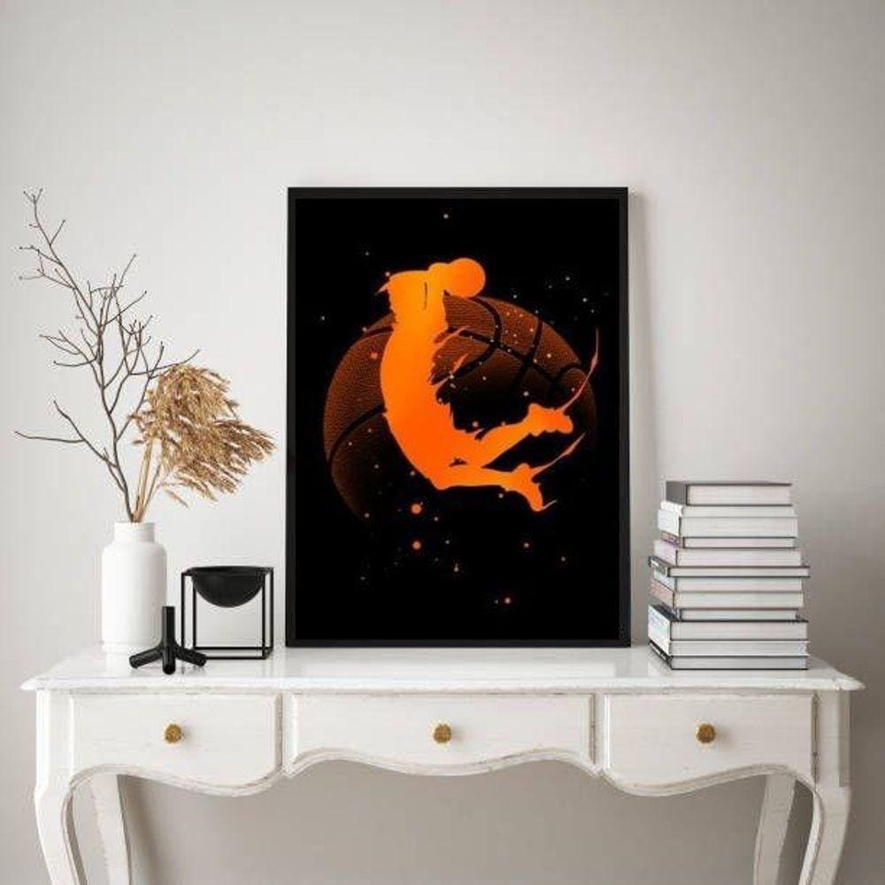 Quadro Decorativo Basquete- Jogador E Bola 45X34Cm