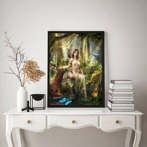 Quadro Decorativo Deusa Da Natureza- Artemis 24X18Cm - Vidro