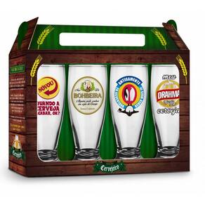 Conjunto 4 Copos Cerveja Munich Sátiras Presente Seleção