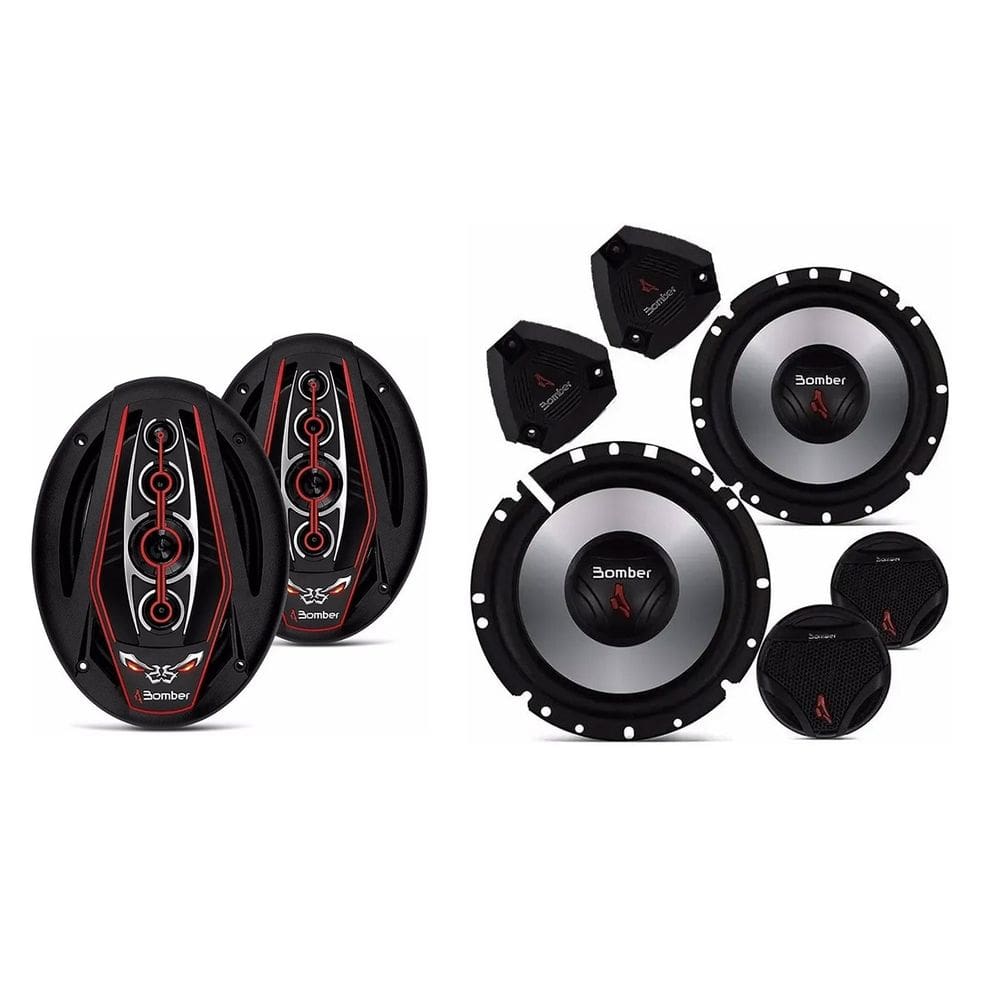 Par Alto-Falante 6x9 Pol Bomber 350W + 2 Alto-Falantes 6 Pol 100W + Tweeters + Crossovers