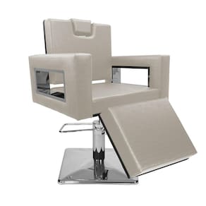 Cadeira Poltrona de Cabeleireiro Moderna Inox Ap Branco Fact
