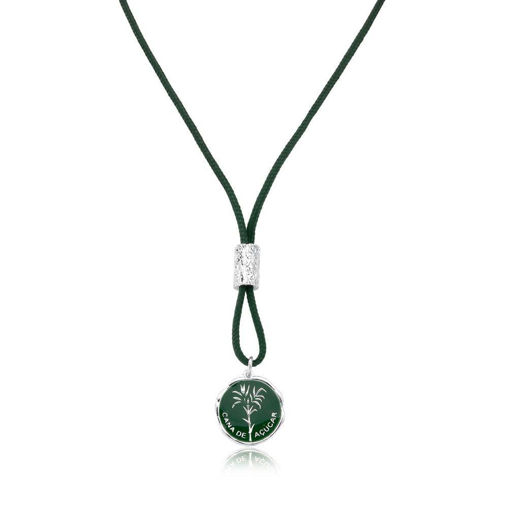 Colar Cana de Açúcar no Paracord  com Tora Prateada