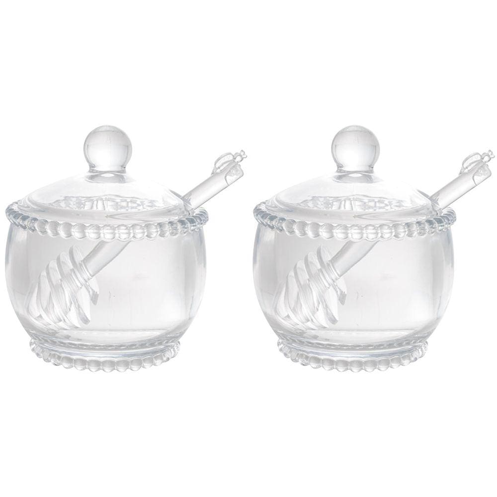 Kit 2 Meleiras Cristal C/Colher Pearl 10x8x7cm Wolff