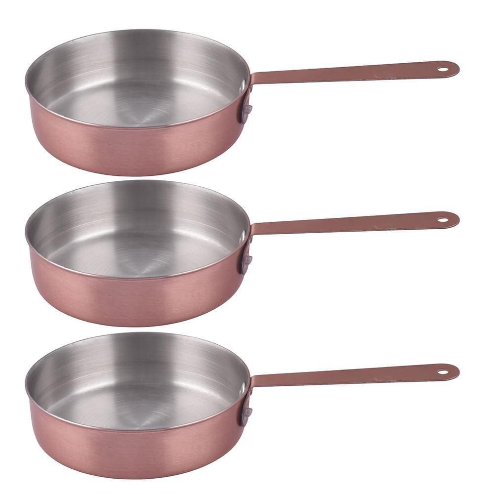 Kit 3 Mini Frigideira Inox Servir Decorar Panelinha 10Cm