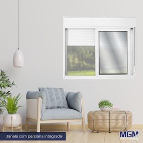 Janela de Alumínio Persiana Integrada 140x150cm com Vidro Liso Linha Solida MGM Branco