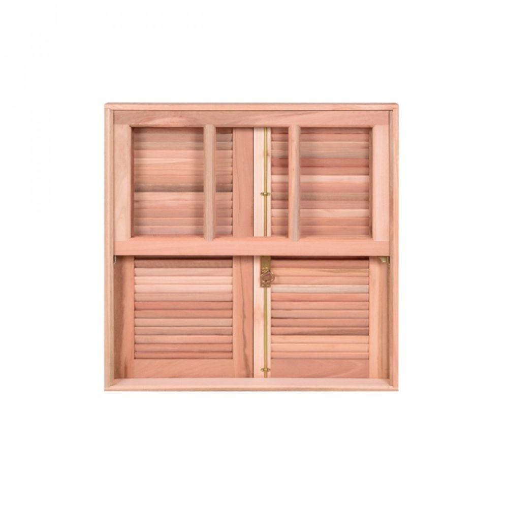 Janela Guilhotina Com Ferragem JE821 Esel 120cmx100cmx12cm Marroml