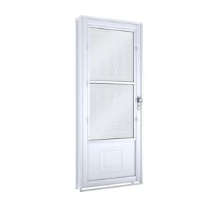 Porta de Aço Postigo 215x90cm com Grade Mosaico e Vidro Mini Boreal Lucasa Branco