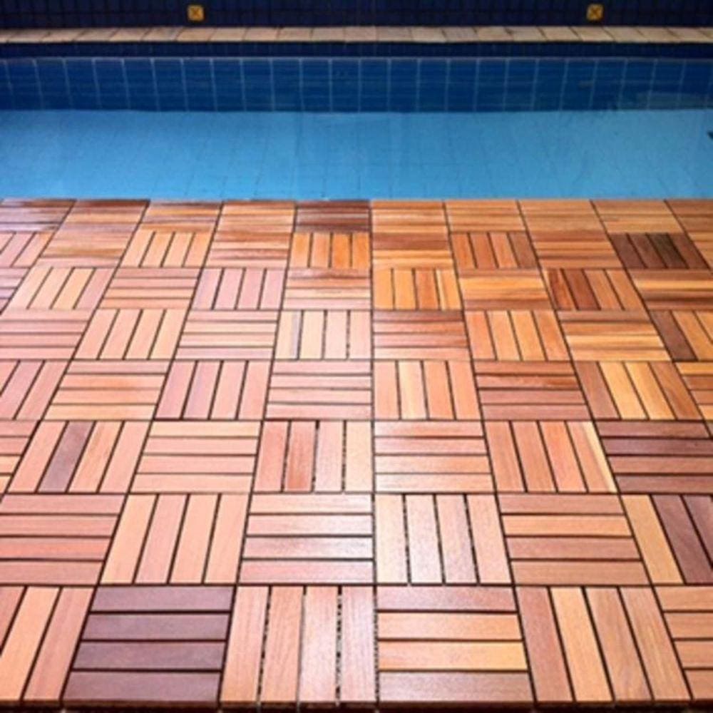 Deck em Placa de Madeira Modular Base Plástica 30cmx30cm MaderSilva Cumaru