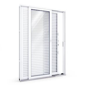 Porta de Aço Balcão Flex 214x150cm com Vidro 3 Folhas Facilita Lucasa Branco