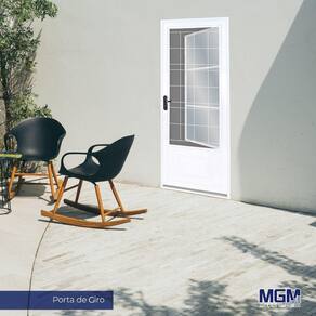 Porta de Aço Postigo 215x85cm com Grade Quadrada Minas Sul MGM Branco