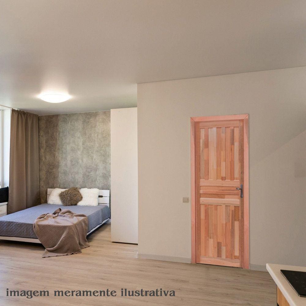 Porta de Madeira Folha 210cmx80cmx3cm PE801 Pop Esel Marroml