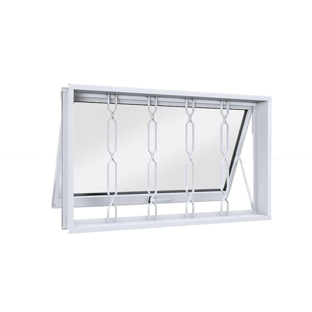 Janela de Aço Maxim-Ar 60x100cm com Grade Mosaico Facilita Lucasa Branco