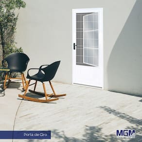 Porta de Aço Postigo 215x85cm com Grade Quadrada Minas Sul MGM Branco