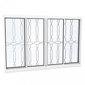 Janela de Aço Veneziana 120x150cm 4 Folhas com Grade Mosaico Facilita Lucasa Branco