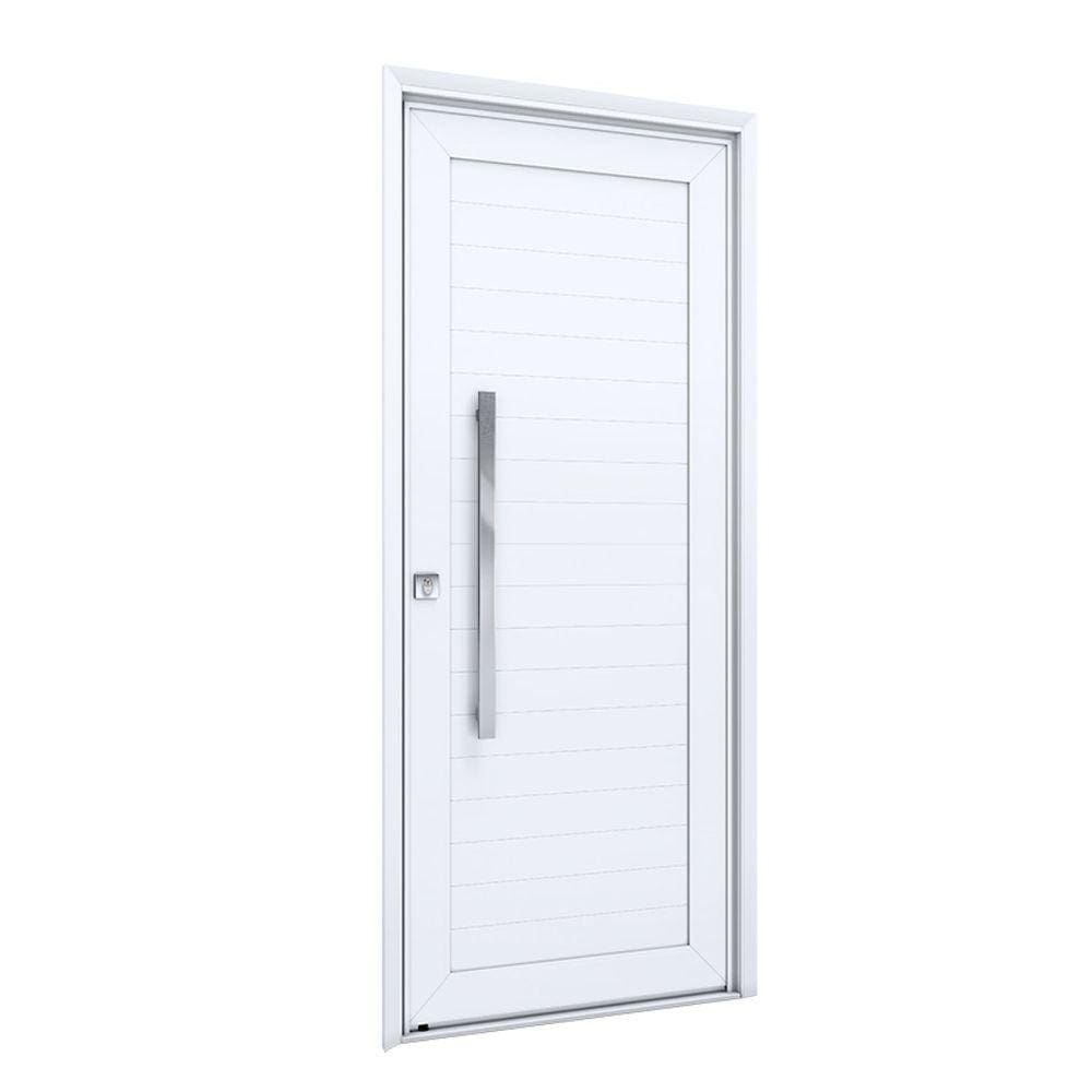 Porta de Alumínio Lambri 215x105cm com Puxador Lucasa Alumínios Branco