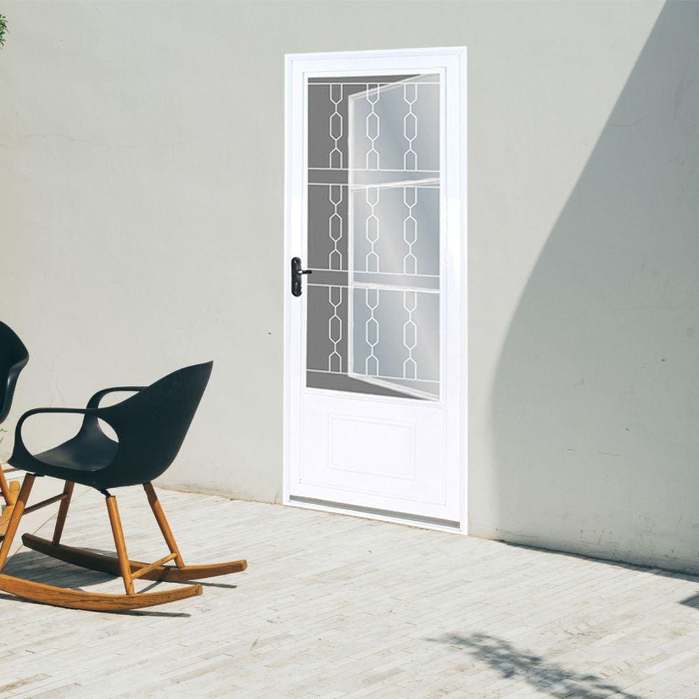 Porta de Aço Postigo 215x85cm com Grade Elo Minas Sul MGM Branco