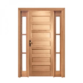 Kit Porta de Madeira 2 Vitrôs Direita 213cmx156cmx12cm PE28 Esel Marroml