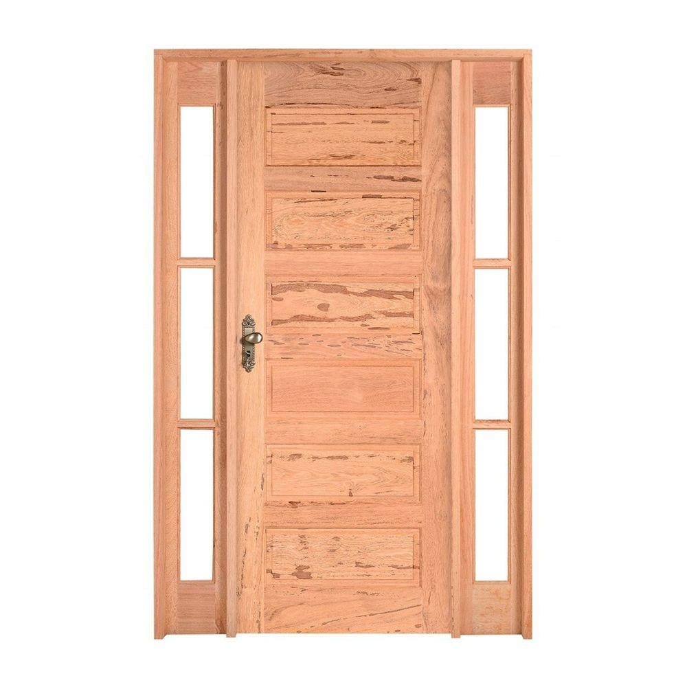 Kit Porta de Madeira 2 Vitrôs Direita 213cmx146cmx12cm PE28 Esel Marroml