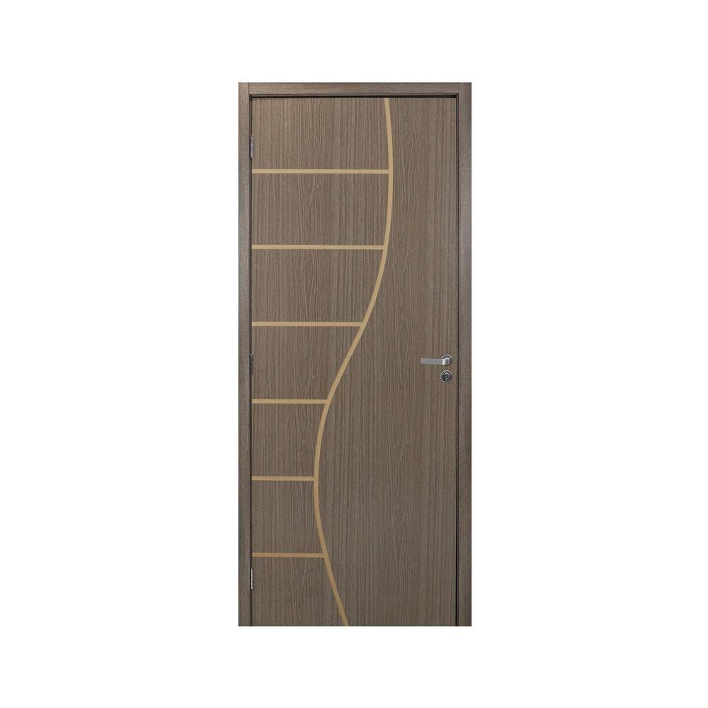 Kit Porta de Madeira Decorada 215x74cm com Batente de MDF Ultra 12cm Cantareira MGM Carvalho Quebec