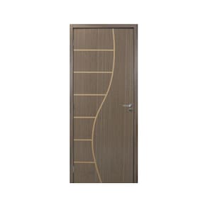 Kit Porta de Madeira Decorada 215x74cm com Batente de MDF Ultra 12cm Cantareira MGM Carvalho Quebec