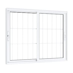 Janela de Aluminío de Correr 100x150cm 2 Folhas Móveis com Grade e Vidro Lucasa Eccellente Branco